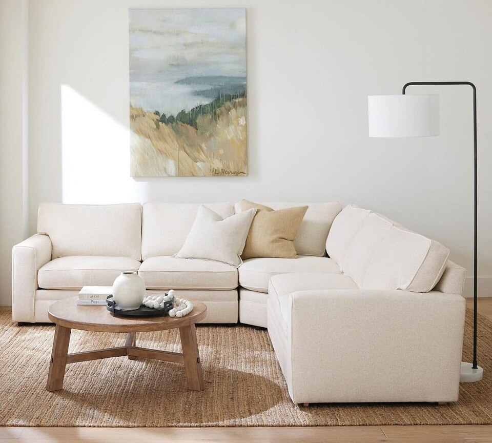 Pearce Square Arm Upholstered 3Piece LSectional with Wedge Pottery